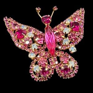 Stunning Vintage Verified Juliana Butterfly Pink with Opalescent Glass